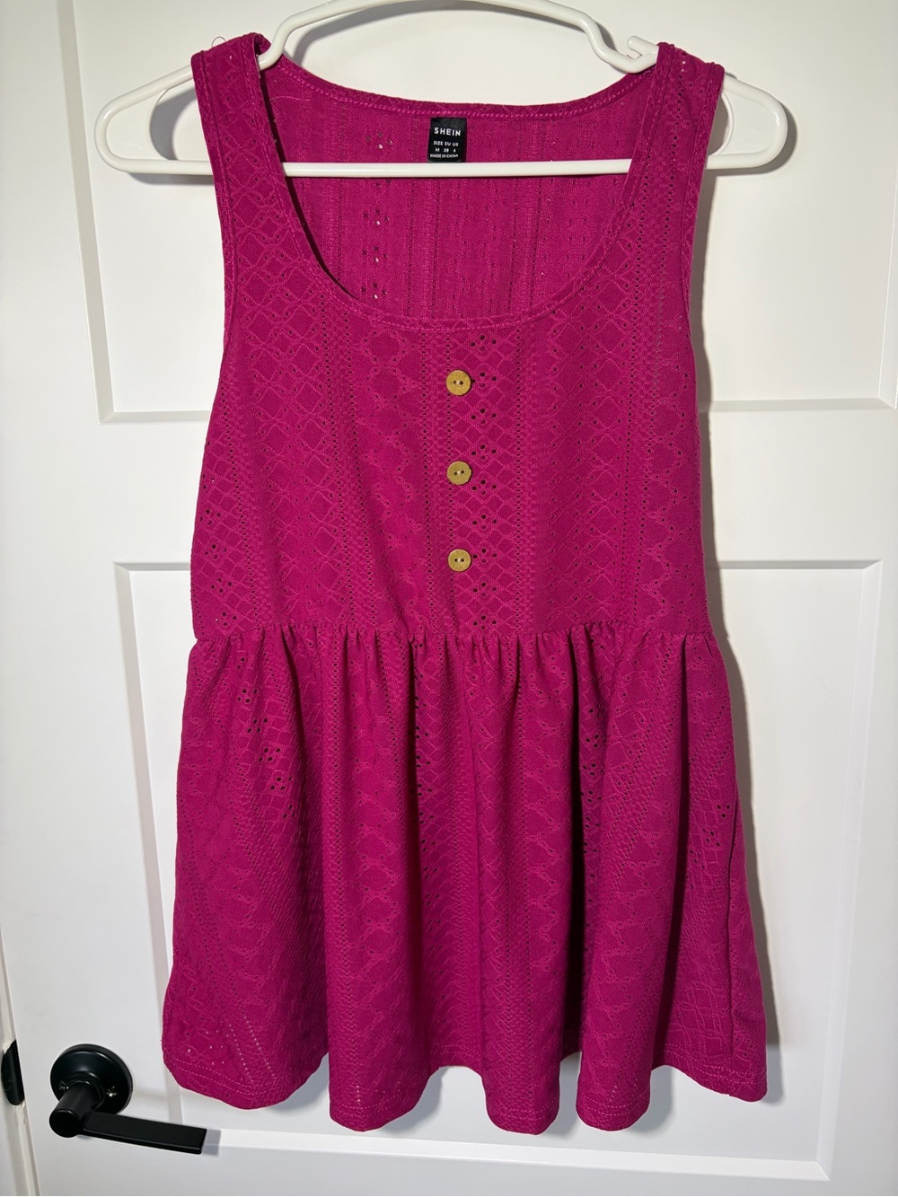 Shein Girls' Magenta Lace Babydoll Tank with Button Detail